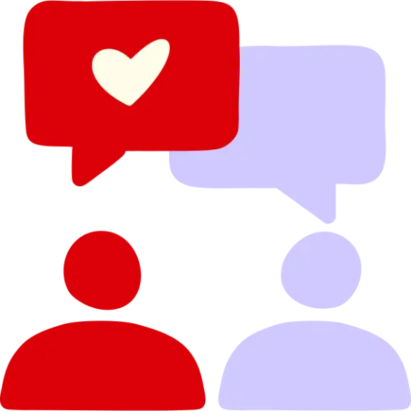 Hand drawn icon of 2 people talking